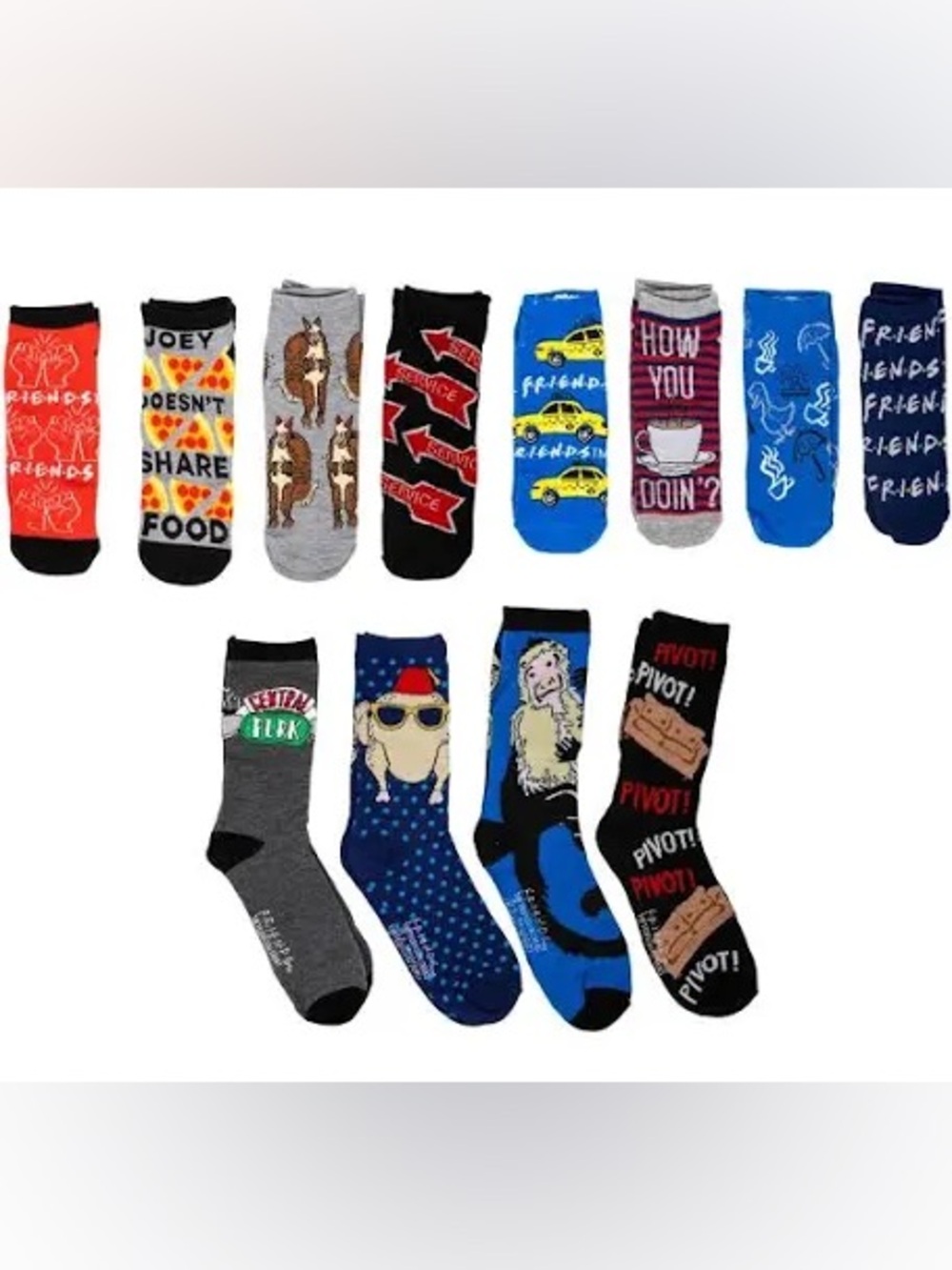 NEW Friends TV Show 12 Days of Socks Advent Gift Set | 12 Pairs | Crew & Low Cut